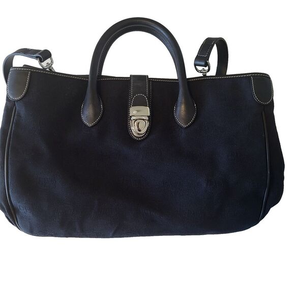 Vintage Dooney & Bourke Black Satchel Logo Canvas, Lock Clasp, Crossbody Strap - Picture 4 of 15